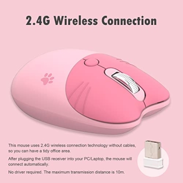 Lomiluskr Cute Cat Wireless Mouse in Candy Colors for Kids and Adults
