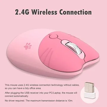 Lomiluskr Cute Cat Wireless Mouse in Candy Colors for Kids and Adults