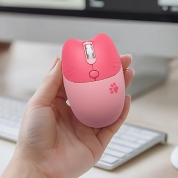 Lomiluskr Cute Cat Wireless Mouse in Candy Colors for Kids and Adults