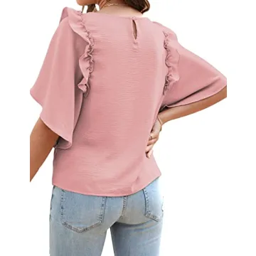 Trendy Casual Tops for Women with Ruffle Sleeves