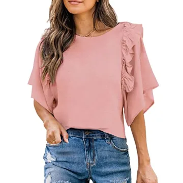 Trendy Casual Tops for Women with Ruffle Sleeves