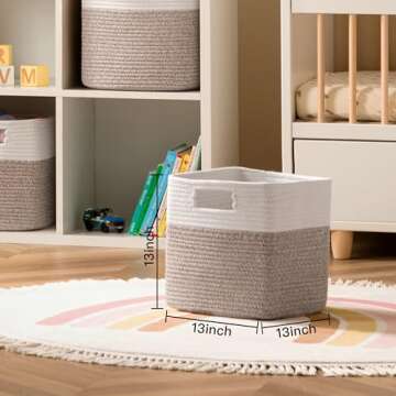 UBBCARE Set of 4 Storage Cubes-13 X 13 X 13 In, Cotton Rope Basket for Shelves, Toys, Book, Cube Sto...