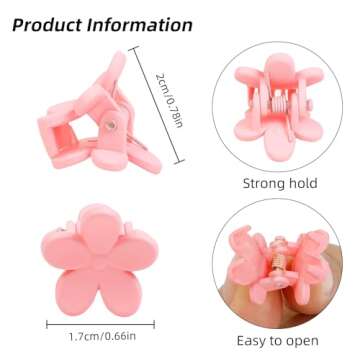 100Pcs Colorful Mini Flower Hair Clips for Girls & Women