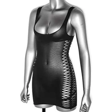 FEESHOW Womens Hollow Out Mesh Bodystockings Babydoll Dress