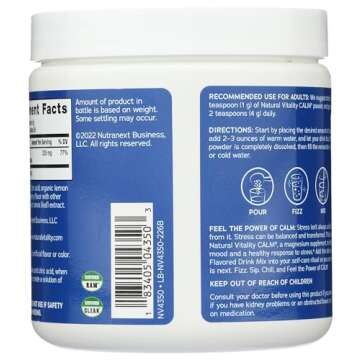 Natural Vitality Raspberry Lemon Calm Magnesium Drink Mix - 8 OZ, Relaxation & Stress Relief