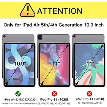Azzsy Kids Case for iPad Air 5th / 4th Generation 10.9 Inch 2022/2020, [Support 2nd Gen Apple Pencil...