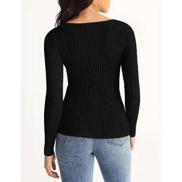 Stylish MEROKEETY Square Neck Long Sleeve Top for Women