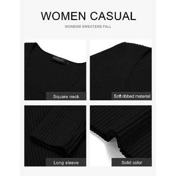 Stylish MEROKEETY Square Neck Long Sleeve Top for Women
