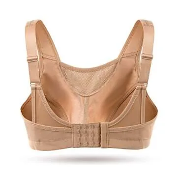 Wingslove Women's Full Coverage High Impact Wirefree Workout Non Padded Sports Bra Bounce Control (Nude,42DD)