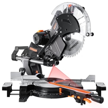 DOVAMAN Miter Saw, 12 inch Sliding Miter Saw, 0-45° Double Bevel Cutting w/Laser, 3800RPM, 15Amp Co...