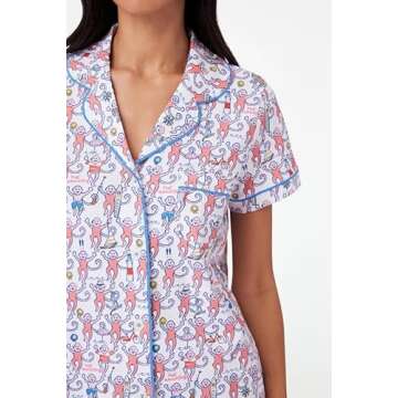 Yiulangde Roller Doop Rabbit Pajamas Preppy Aesthetic Monkey Pj Sets for women 2 Piece Y2k Short Sle...