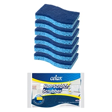 CELOX 6 Pack Non-Scratch Dish Sponge, Dual Sided Kitchen Sponges for Dishes, Long Lasting Dishwashin...