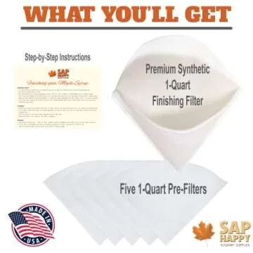SAP HAPPY (6) Piece Maple Syrup Filter Set - (1) Heavy Duty Maple Sap Filter - (5) Syrup Pre Filters...