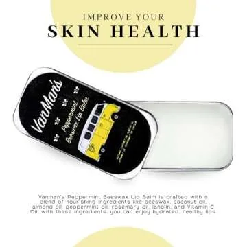 Vanman’s - Handmade Peppermint Beeswax Lip Balm (3 Pack) - Peppermint Lip Balm with Rosemary, Almond and Coconut Oil - Bee Balm with Vitamin E - Peppermint Balm Ideal for Dry Lips