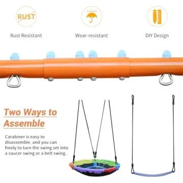 Lunafun Swing Set, Heavy-Duty 440lbs Outdoor Fun