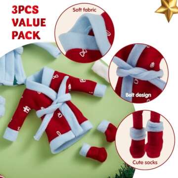 JOYIN 3 Packs Xmas Clothing for Doll Bathrobes, Christmas Decorations, and Holiday Specials (Doll is Not Included)