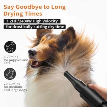 PETNF Dog Dryer for Pet Grooming, Dog Hair Dryer Blower Dog Blow Dryer High Velocity Air Forced Blow...