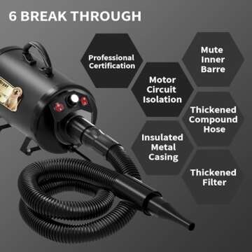PETNF Dog Dryer for Pet Grooming, Dog Hair Dryer Blower Dog Blow Dryer High Velocity Air Forced Blow Dryer for Large Dogs,Noise Reduction Pet Hair Dryer 3.2HP Adjustable Speed Temp Dogs Grooming Bath