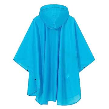SaphiRose Lightweight Kids Rain Poncho Waterproof Jacket Zipper Up Rain Coat Blue X-Large