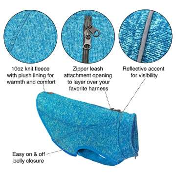 Kurgo Core Dog Sweater, Knit Dog Sweater with Fleece Lining, Cold Weather Pet Jacket, Zipper Opening...