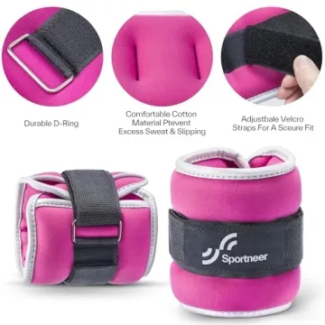 Sportneer Ankle Weights Pair - Adjustable for All Ages and Fitness Levels