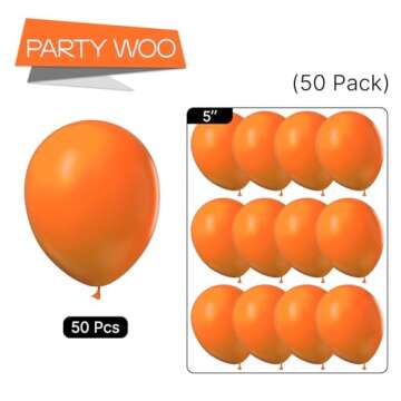 PartyWoo Tangerine Orange Balloons, 50 pcs 5 Inch Dark Orange Balloons, Deep Orange Balloons for Balloon Garland Balloon Arch, Party Decorations, Birthday Decorations, Wedding Decorations, Orange-Y9