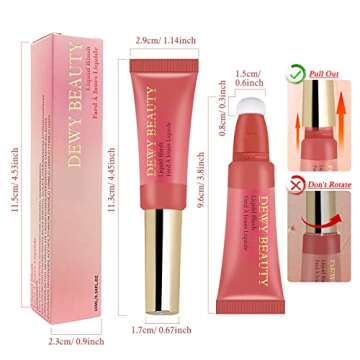 LSxia Liquid Blush Makeup Wand, Cream Liquid Blush with Cushion Applicator For Cheeks Tint, Natural-...