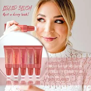 LSxia Liquid Blush Makeup Wand, Cream Liquid Blush with Cushion Applicator For Cheeks Tint, Natural-looking, Glow Dewy Finish, Weightless Blendable Liquid Blush Stick | #103 EBULLIENT-Cool Pink