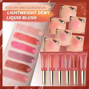 LSxia Liquid Blush Makeup Wand, Cream Liquid Blush with Cushion Applicator For Cheeks Tint, Natural-looking, Glow Dewy Finish, Weightless Blendable Liquid Blush Stick | #103 EBULLIENT-Cool Pink