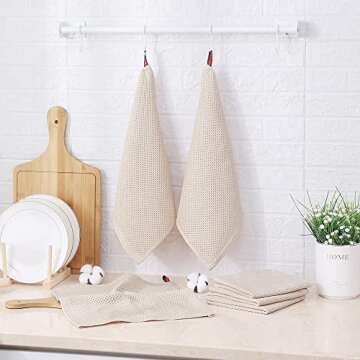 Kitinjoy Cotton Kitchen Dish Cloths - 6-Pack Absorbent Towels