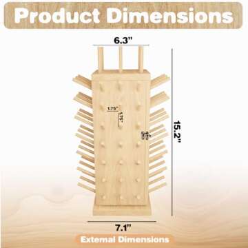 Guwealthy 93 Spools Wooden Thread Rack for Crafting