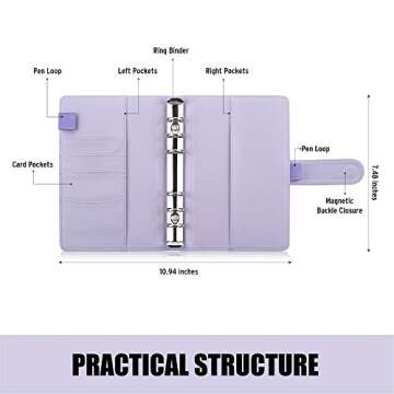 Sooez A6 Notebook Binder, 6 Ring Planner with Stylish Design, Loose Leaf Personal Organizer Binder C...