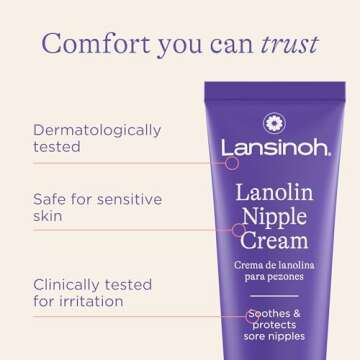 Lansinoh Lanolin Nipple Cream Safe for Breastfeeding Baby, 100% Natural Nipple Butter for Mom, Breastfeeding Essentials, 1.41 Ounces (2 Pack)