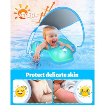 LAYCOL Baby Swimming Float with Canopy for Safe Water Fun