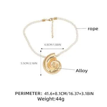 Doubnine Conch Earrings Necklace Set Large Studs Golden for Women Fashion Jewelry Earrings Statement Ocean Jewelry