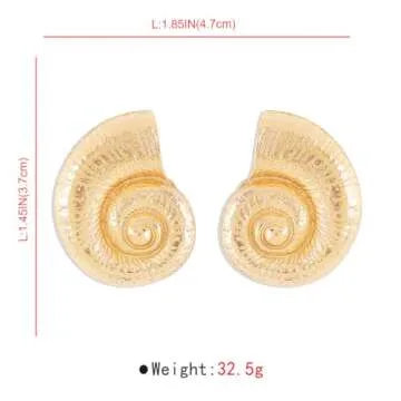 Doubnine Conch Earrings Necklace Set Large Studs Golden for Women Fashion Jewelry Earrings Statement Ocean Jewelry