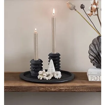 HofferRuffer Travertine Candle Holders Set - Elegant Decor for Any Occasion