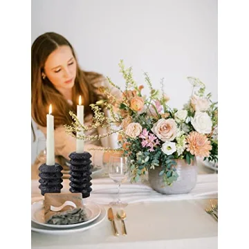HofferRuffer Travertine Candle Holders Set - Elegant Decor for Any Occasion