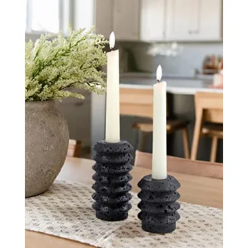 HofferRuffer Travertine Candle Holders Set - Elegant Decor for Any Occasion