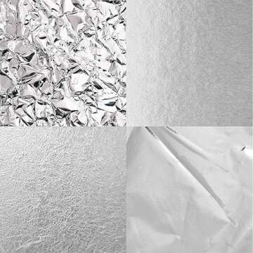 YongBo Edible Silver Leaf,3.7"by 3.7" 25 Sheets Book,Pure Silver Foil for Cake Baking,Food Decoration,Gilding Arts,Nail