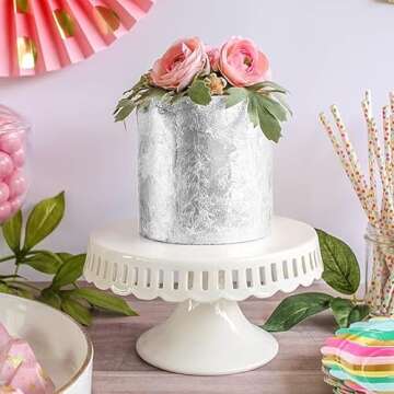 YongBo Edible Silver Leaf,3.7"by 3.7" 25 Sheets Book,Pure Silver Foil for Cake Baking,Food Decoration,Gilding Arts,Nail