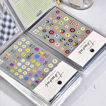 Nail Art Sticker Storage Book 2 Pack(160 Slots), Plastic Sticker Organizer Nail Decals Holder Collecting Album for Sticker Displaying