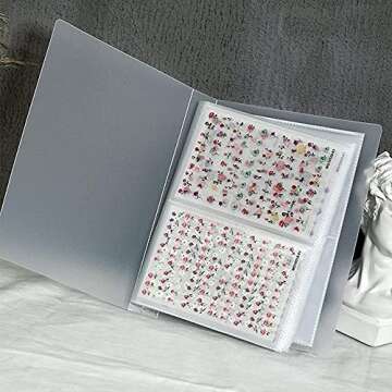 Nail Art Sticker Storage Book 2 Pack(160 Slots), Plastic Sticker Organizer Nail Decals Holder Collecting Album for Sticker Displaying