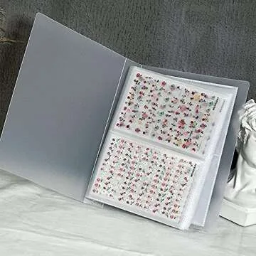 Nail Art Sticker Storage Book 2 Pack(160 Slots), Plastic Sticker Organizer Nail Decals Holder Collecting Album for Sticker Displaying