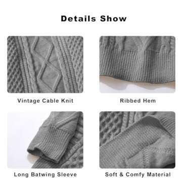 Vamtac Womens Oversized Cable Knit Crewneck Sweater