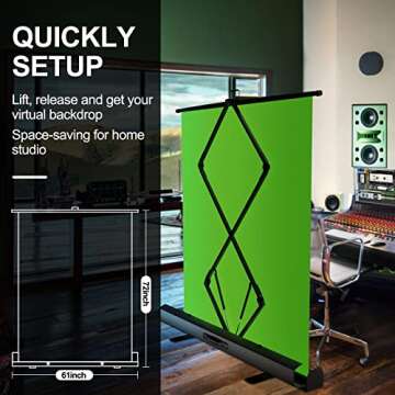 EMART Upgrade Green Screen, 61x72in Collapsible Chroma Key Panel for Background Removal, Portable & Retractable Wrinkle-Resistant Backdrop with Stand for Streaming, Photographic Studio, TikTok