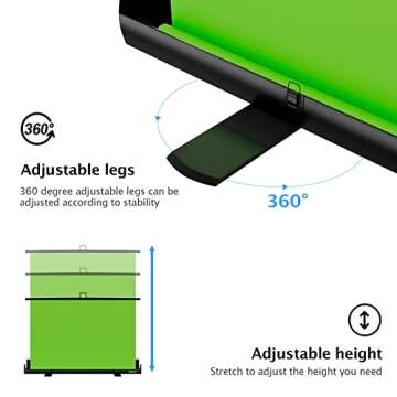EMART Upgrade Green Screen, 61x72in Collapsible Chroma Key Panel for Background Removal, Portable & Retractable Wrinkle-Resistant Backdrop with Stand for Streaming, Photographic Studio, TikTok