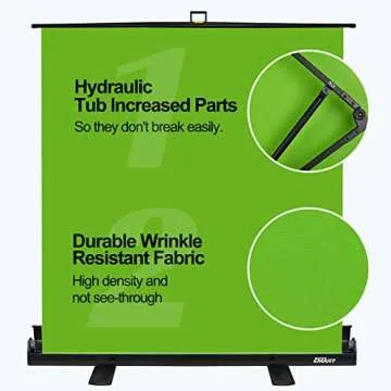 EMART Upgrade Green Screen, 61x72in Collapsible Chroma Key Panel for Background Removal, Portable & Retractable Wrinkle-Resistant Backdrop with Stand for Streaming, Photographic Studio, TikTok
