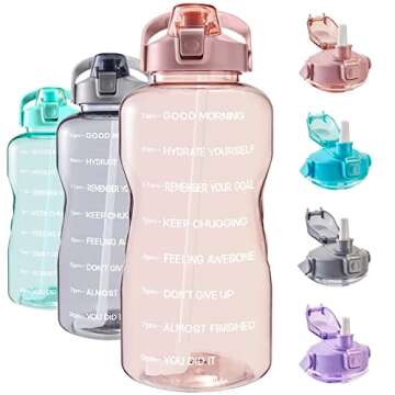  EYQ Large 1 Gallon Water Bottle with Straw & Time Marker, Leakproof, Tritan BPA Free Big Sport Wate...