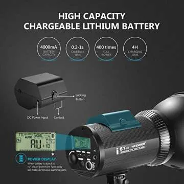 Neewer i6T EX 600W 2.4G TTL Studio Strobe 1/8000 HSS Flash Monolight Compatible with Nikon, Wireless Trigger/Modeling Lamp/Recycle in 0.2-1 Sec/Lithium Battery(400 Full Power Flashes)/Bowens Mount